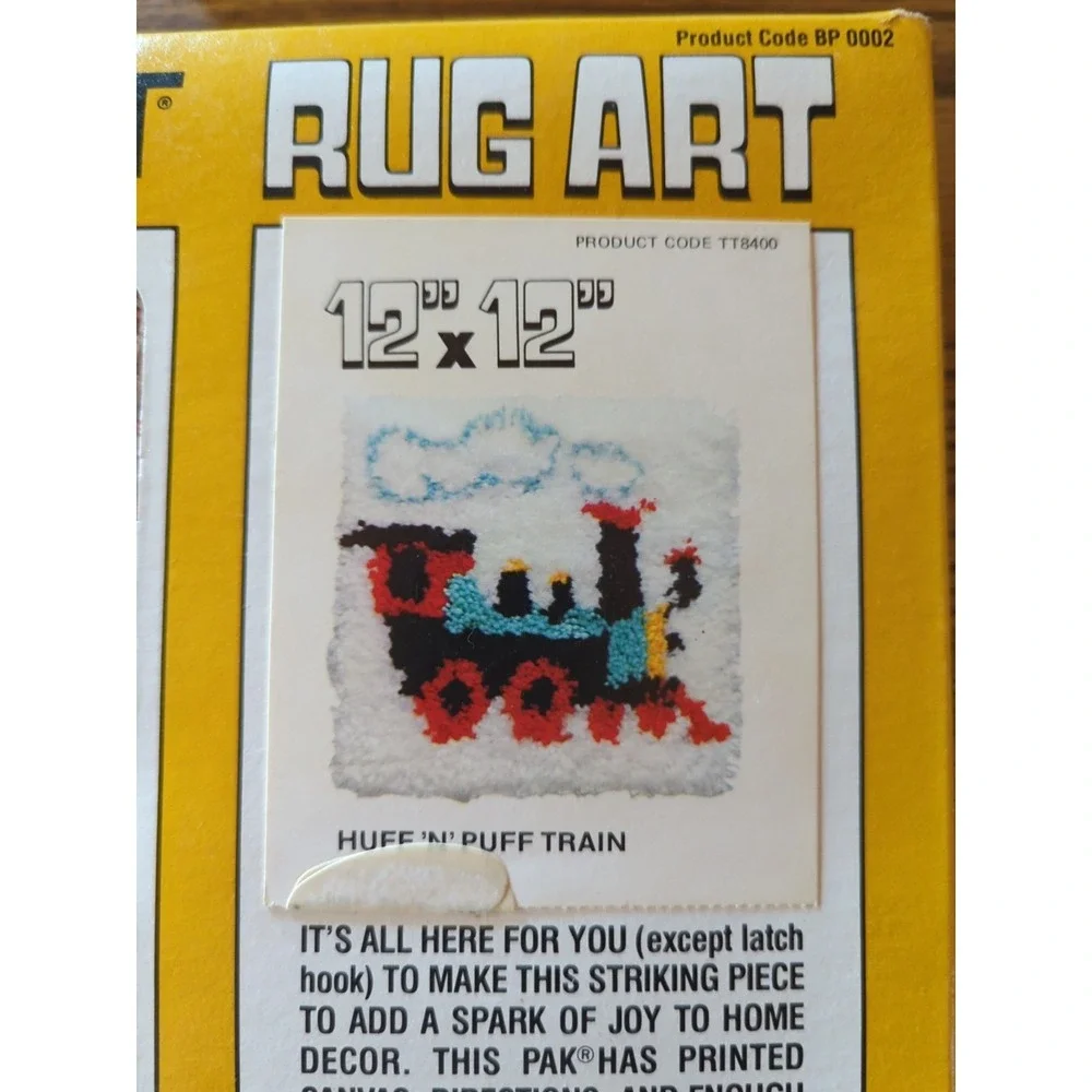 Vintage‎ New BERNAT RUG ART KIT Huff 'N' Puff Train 12 X 12